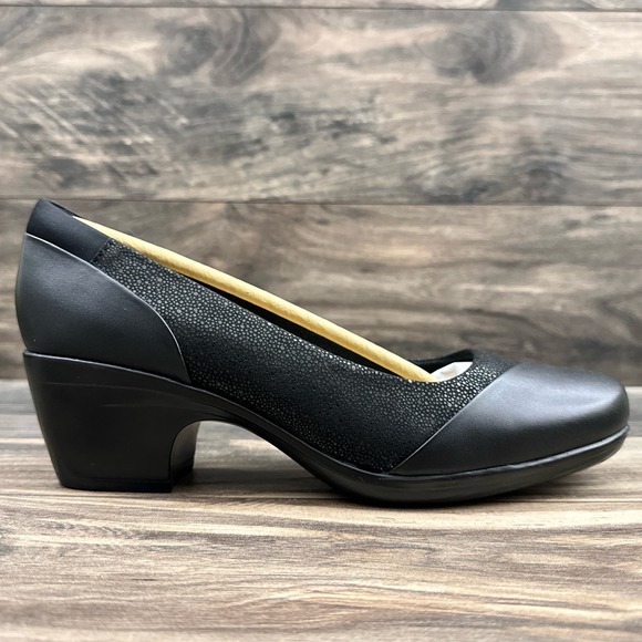 NIB Clarks Emily Alexa 9M Black Leather Comfort Dress Pumps Heels - Picture 5 of 12